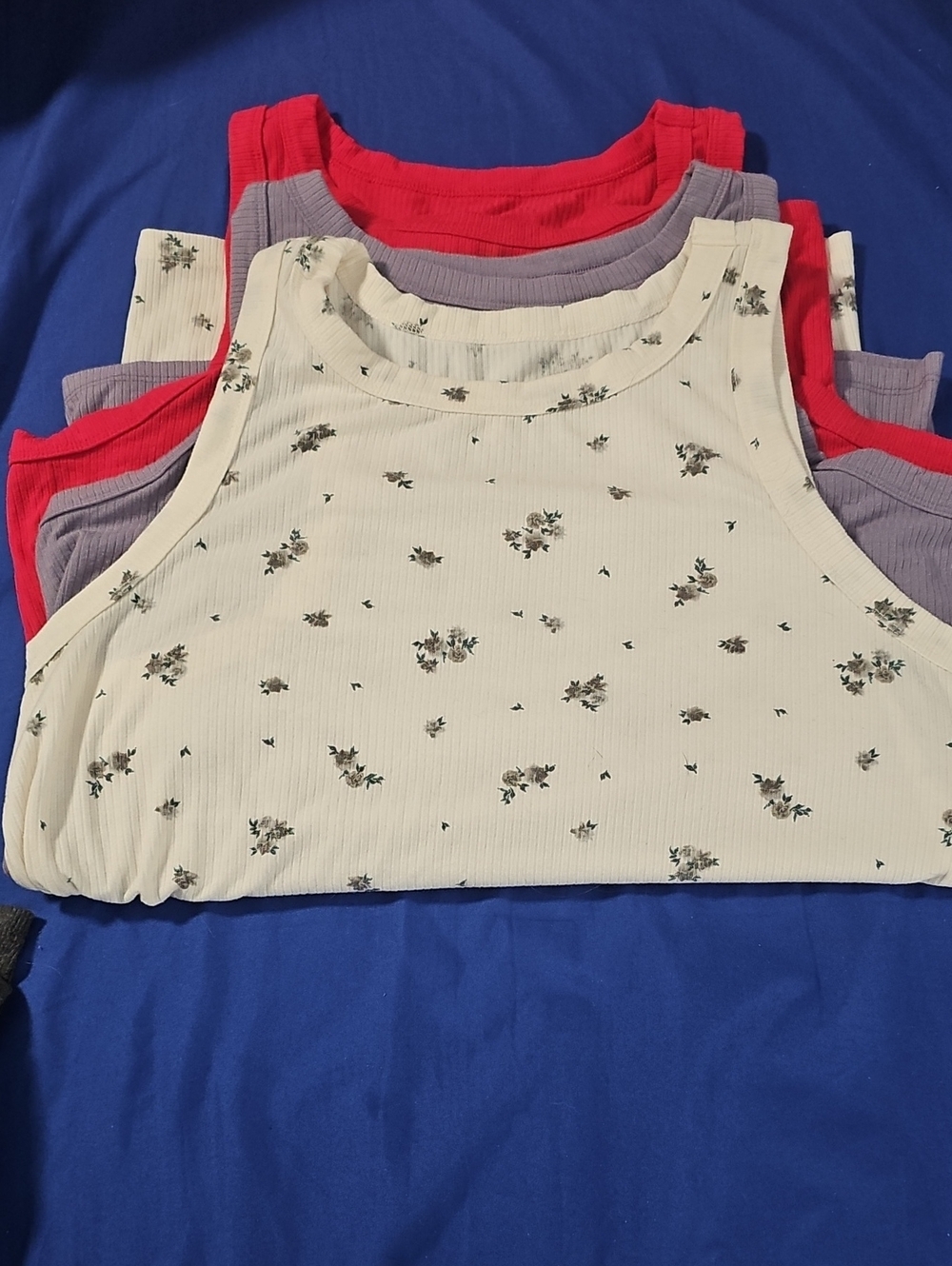 Torrid Super Soft Ribbed Tank Set (3 Pack)- Cream Floral, Pink, and Lavender